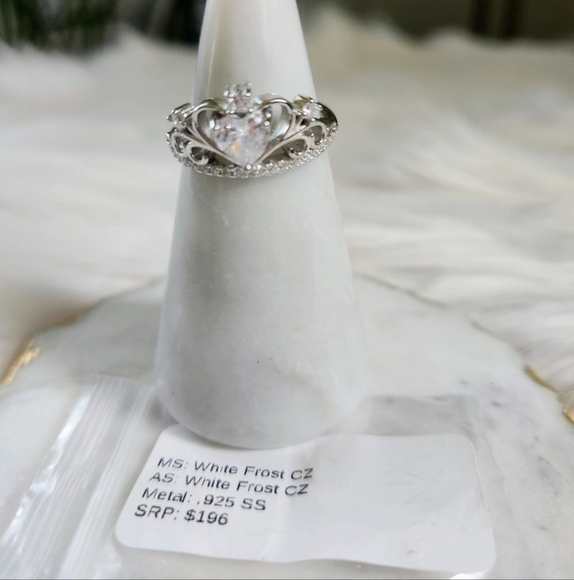NWT Ryze White Frost Cubic Zirconia .925 Sterling Silver Crown Ring - Size 7.75 - Picture 7 of 9